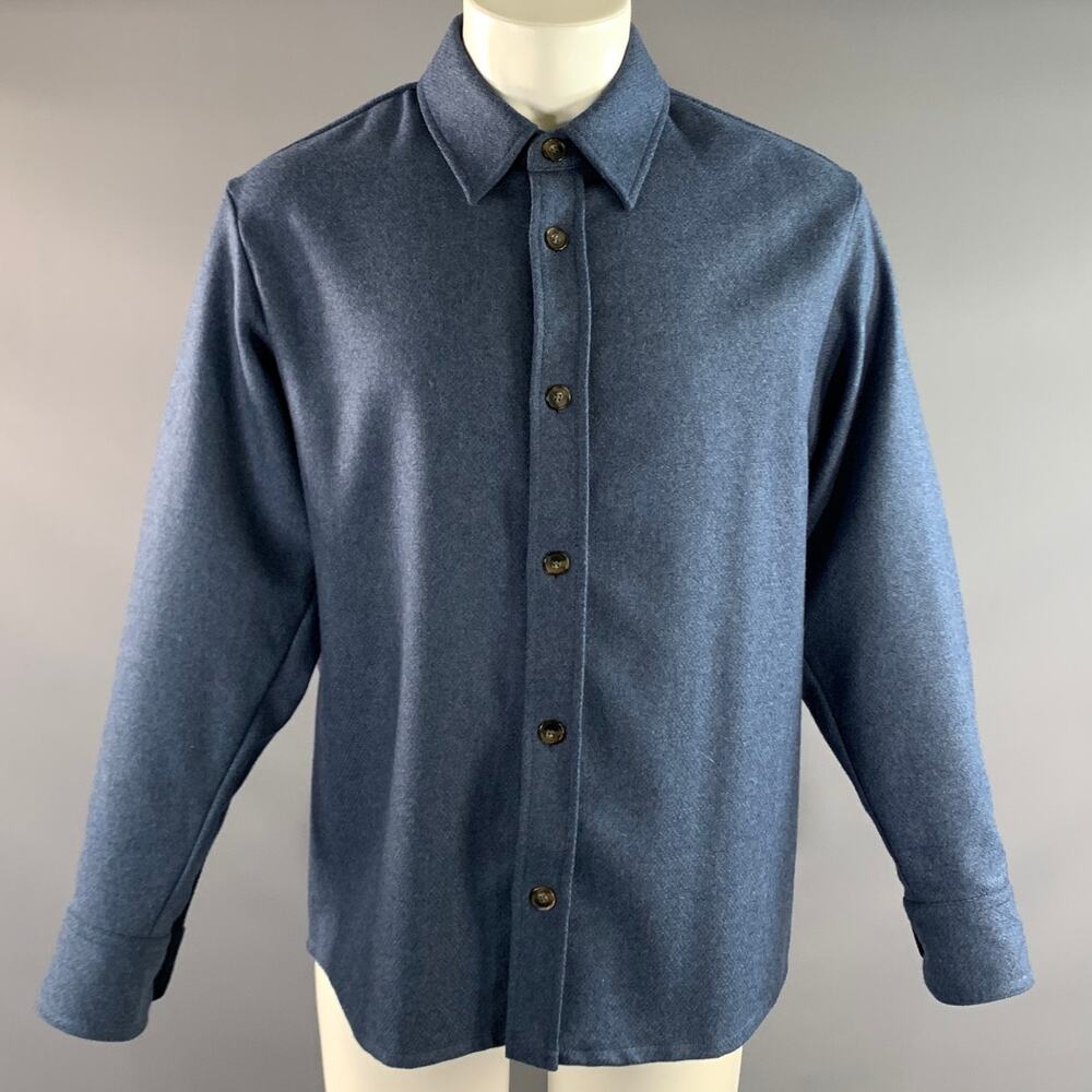 APC Size M Blue Wool Blend Long Sleeve Shirt